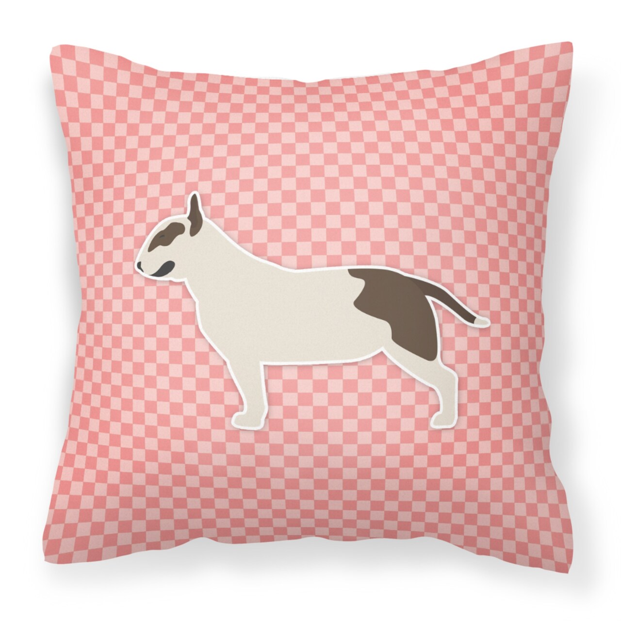Caroline's Treasures BB3678PW1818 Bull Terrier Checkerboard Pink Decorative Pillow, 18"" x 18"", Multicolor
